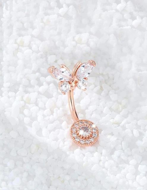 DECOR ROSE GOLD BUTTERFLY RHINESTONE BELLY PIERCING product image (3)