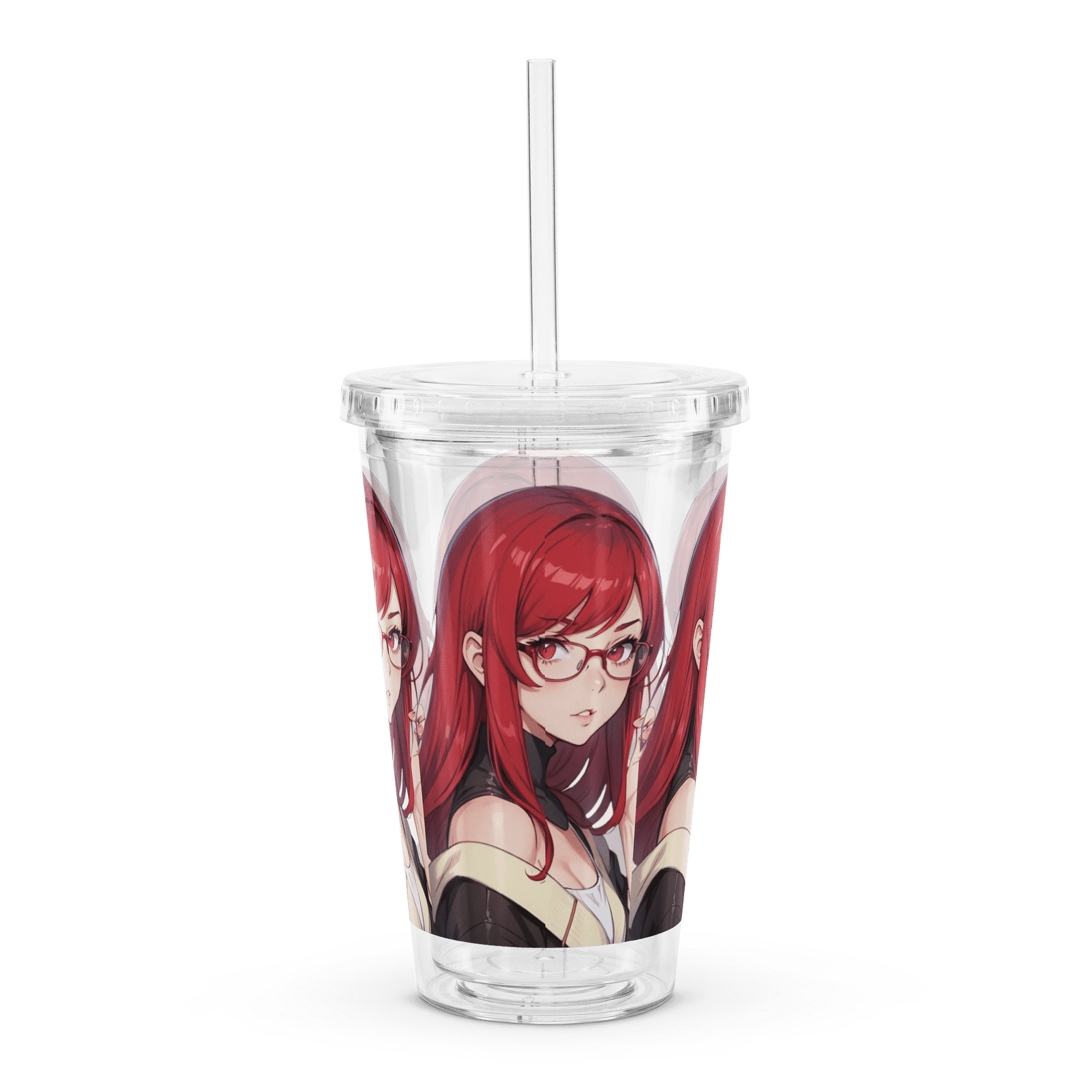 (Red WAIFU) K Clear Plastic Tumbler product image (2)