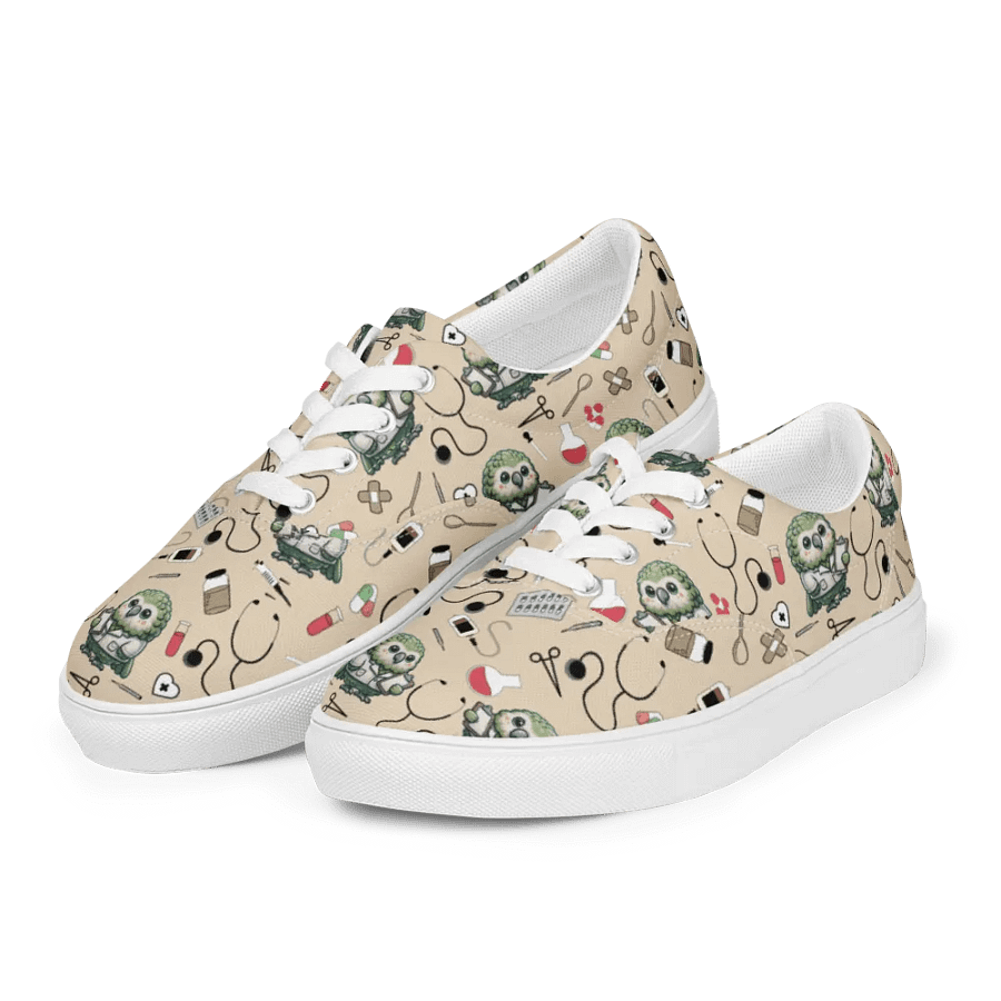 Cute Medical Kakapo Lace-up Canvas Shoes (Tan) product image (1)