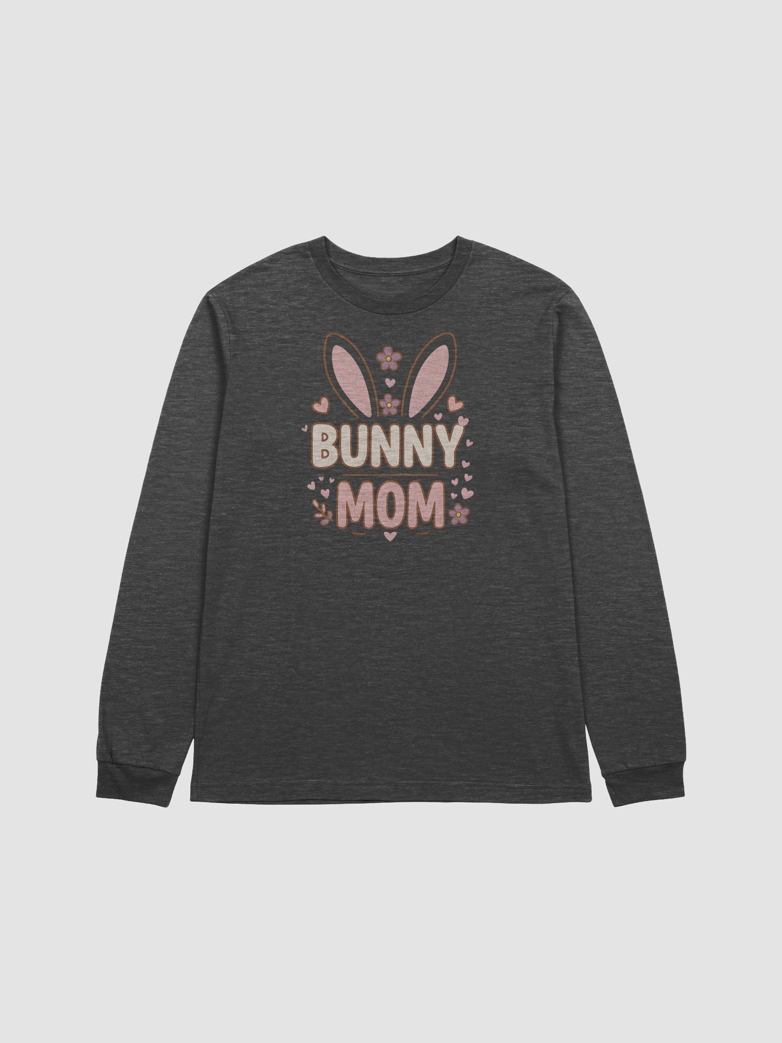 Bunny Mom Long Sleeve Tee | Cute Bunny Ears & Floral Spring Design for Moms product image (1)