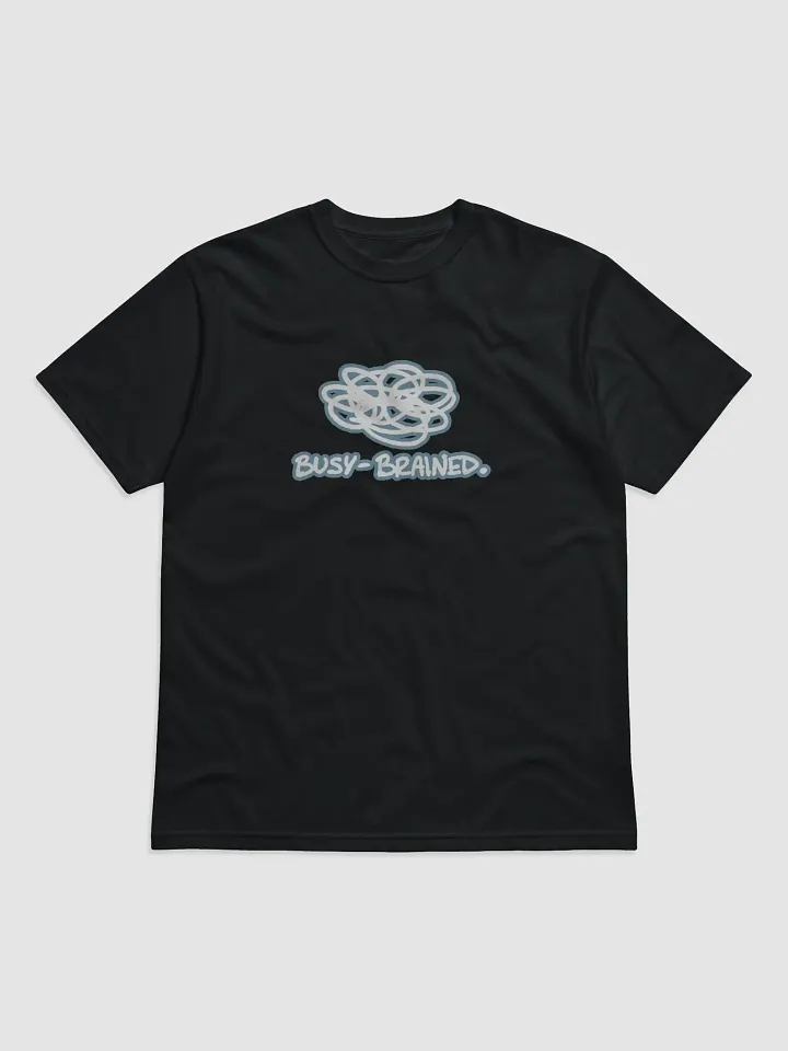 BUSY-BRAINED (lined design, #709AAF) unisex eco tee product image (1)