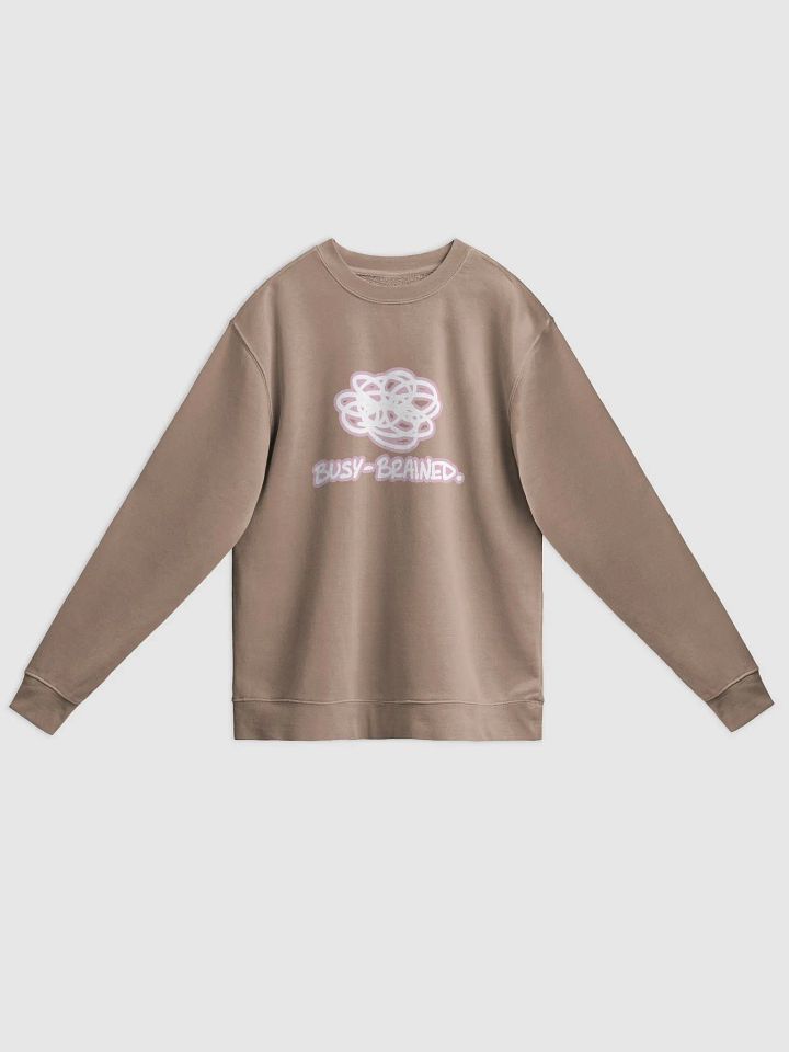 BUSY-BRAINED (lined design, #E1B9CE) printed pigment crewneck product image (7)