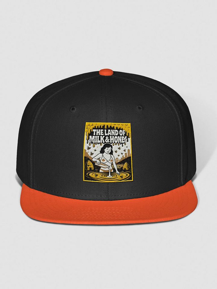Orange "THE LAND OF MILK & HONEY" Snapback Cap product image (1)