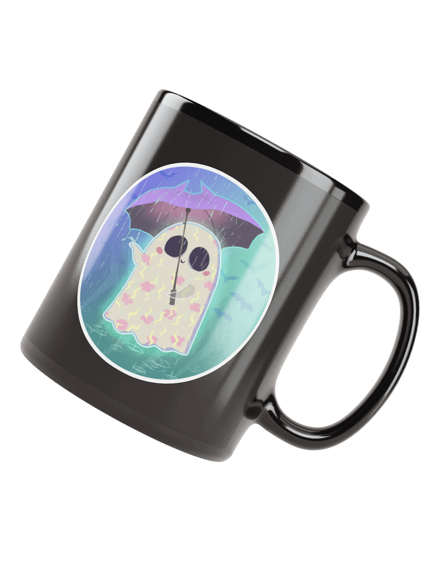 Pastel Little Ghost in the Rain - Black Ceramic Mug product image (4)