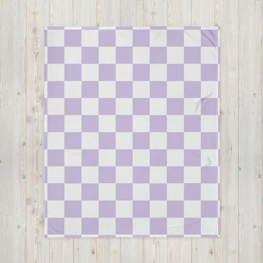 Squares White and Lilac/Throw Blanket by Allcolor product image (4)
