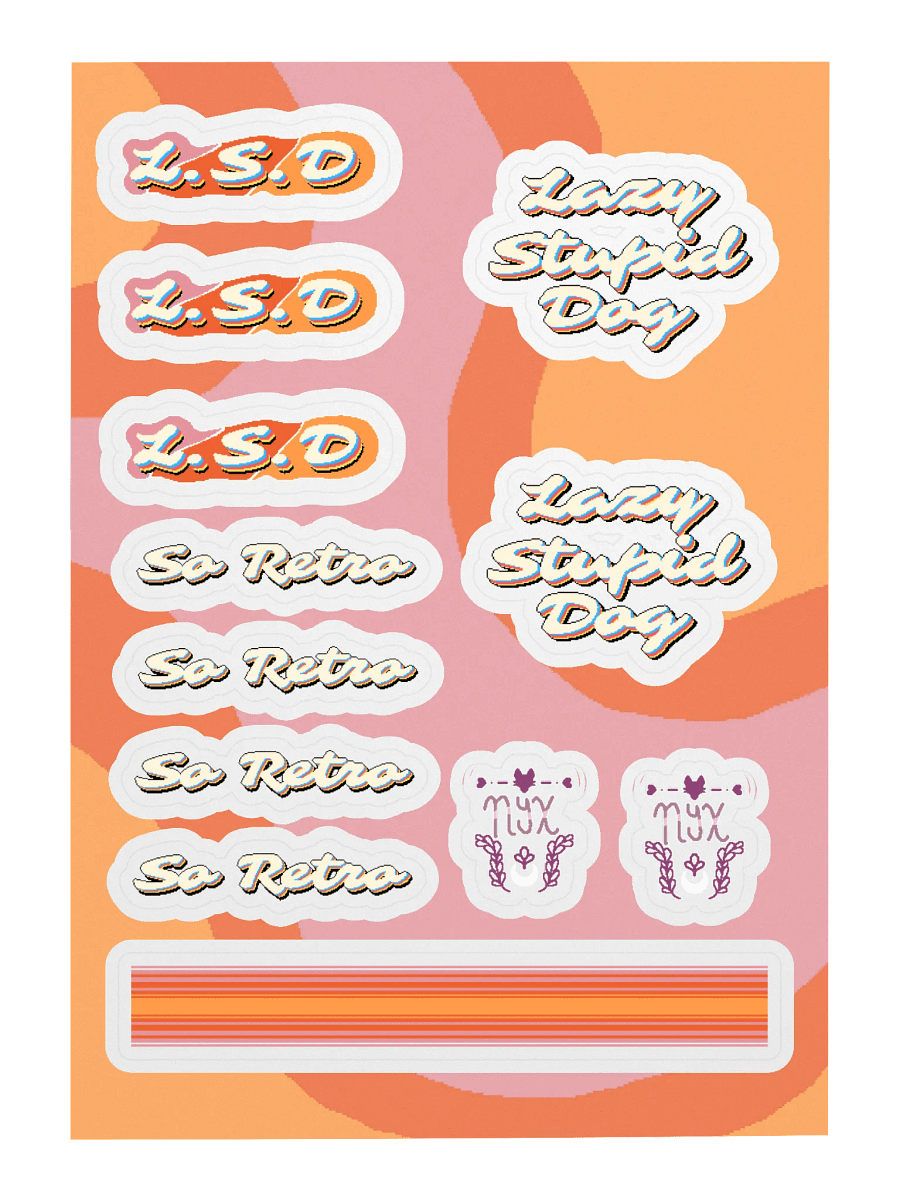 "Lazy Stupid Dog" Retro Sticker Sheet product image (3)
