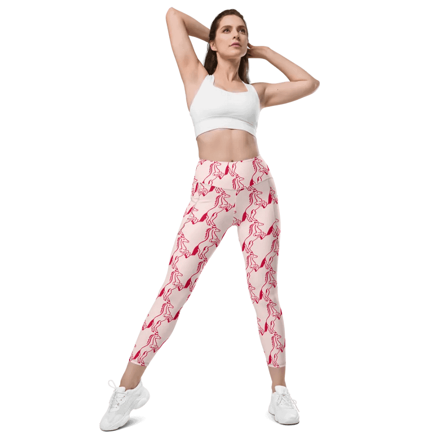 Horse Lovers Red & Pink Finesse Pocket Leggings product image (4)