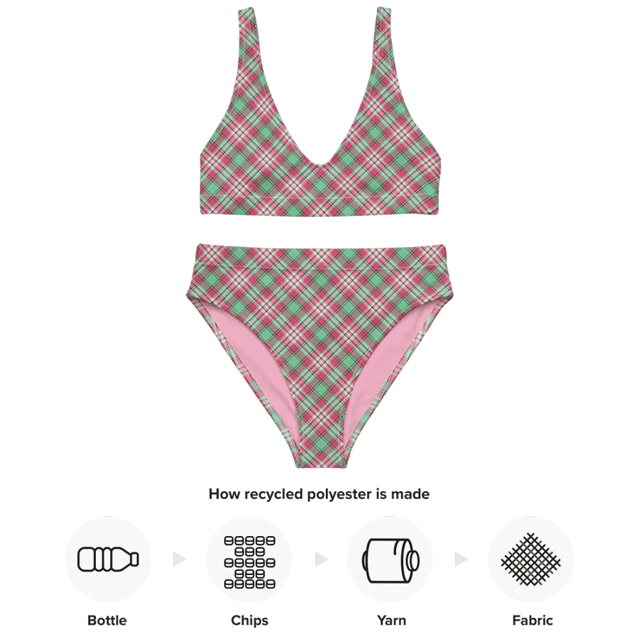 Mint Green and Pink Plaid Bikini product image (10)