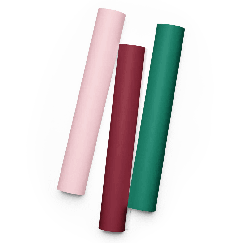 Mixed (Pink, Burgundy, Green) Solid Holiday Christmas Wrapping Paper Sheets (3) product image (1)