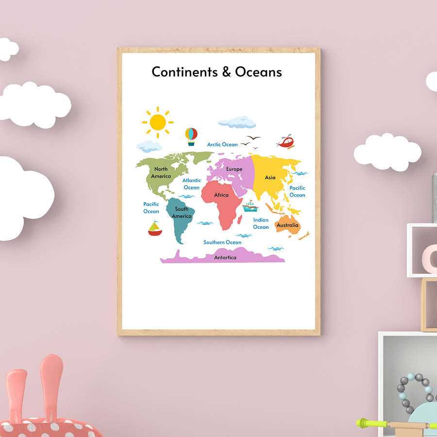 Toddler / Preschooler Continents and Oceans Learning Poster product image (3)