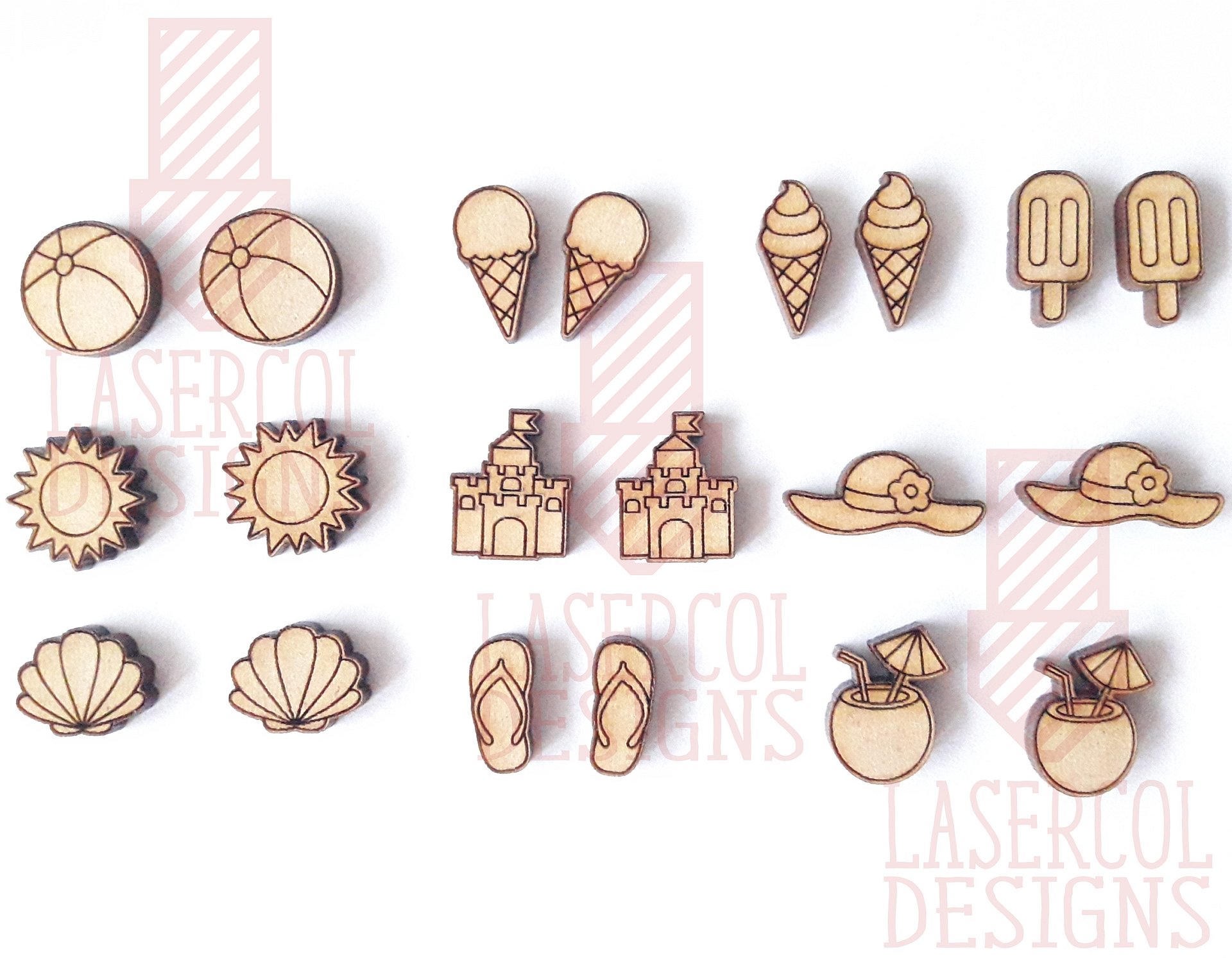 Summer Cut Outs and Stud Earrings - Laser Cut Files product image (2)