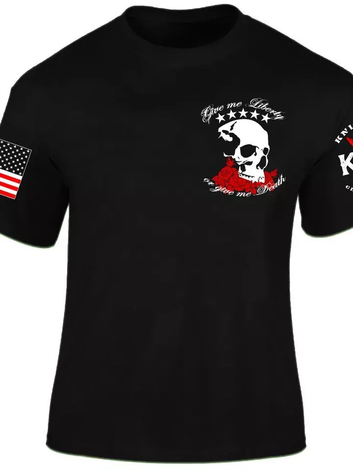 Liberty or Death T-shirt I Knives Out I Veteran I Military I Flag Skull Patriot product image (1)