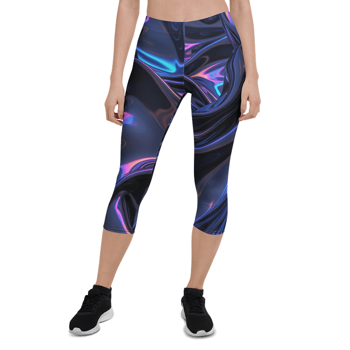 Abstract Liquid Waves Print Capri Leggings product image (1)