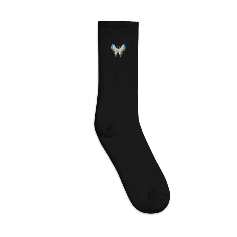Rainbow Butterfly Embroidered Crew Socks product image (3)