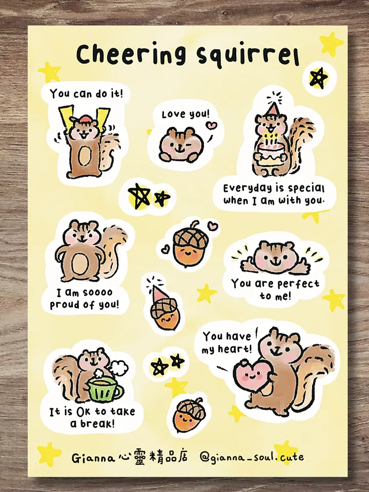 Cheering Squirrel | Positivity Sticker Sheet product image (1)