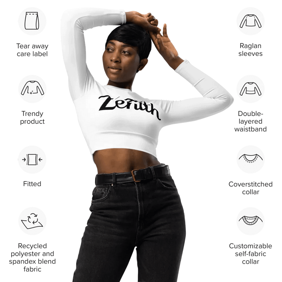 Zenith Women's White Long Sleeve Crop Top product image (8)