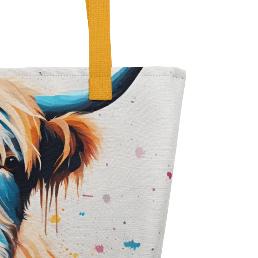 Multi Coloured Paint Splash Highland Cow Tote Bag product image (4)