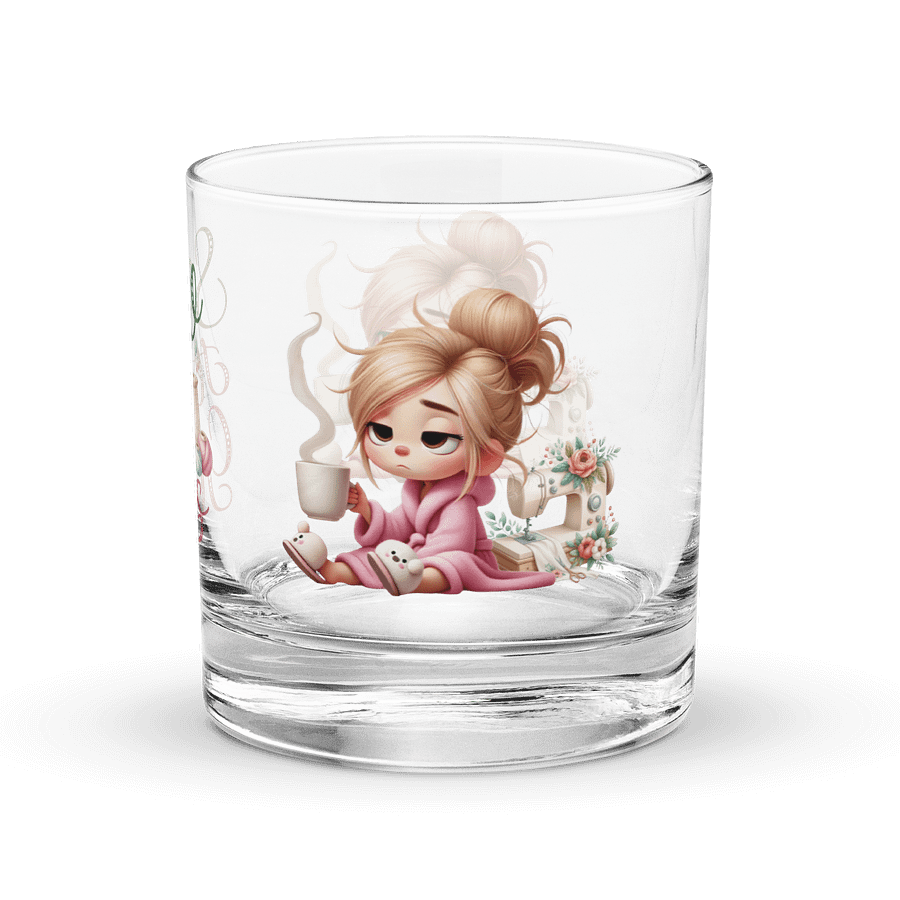 Sip & Sew Cartoon Girl Rocks Glass product image (2)