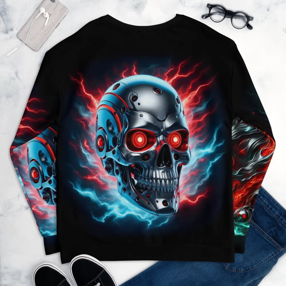 Futuristic RoboSkull All-Over - Unisex Sweatshirt #10 product image (8)