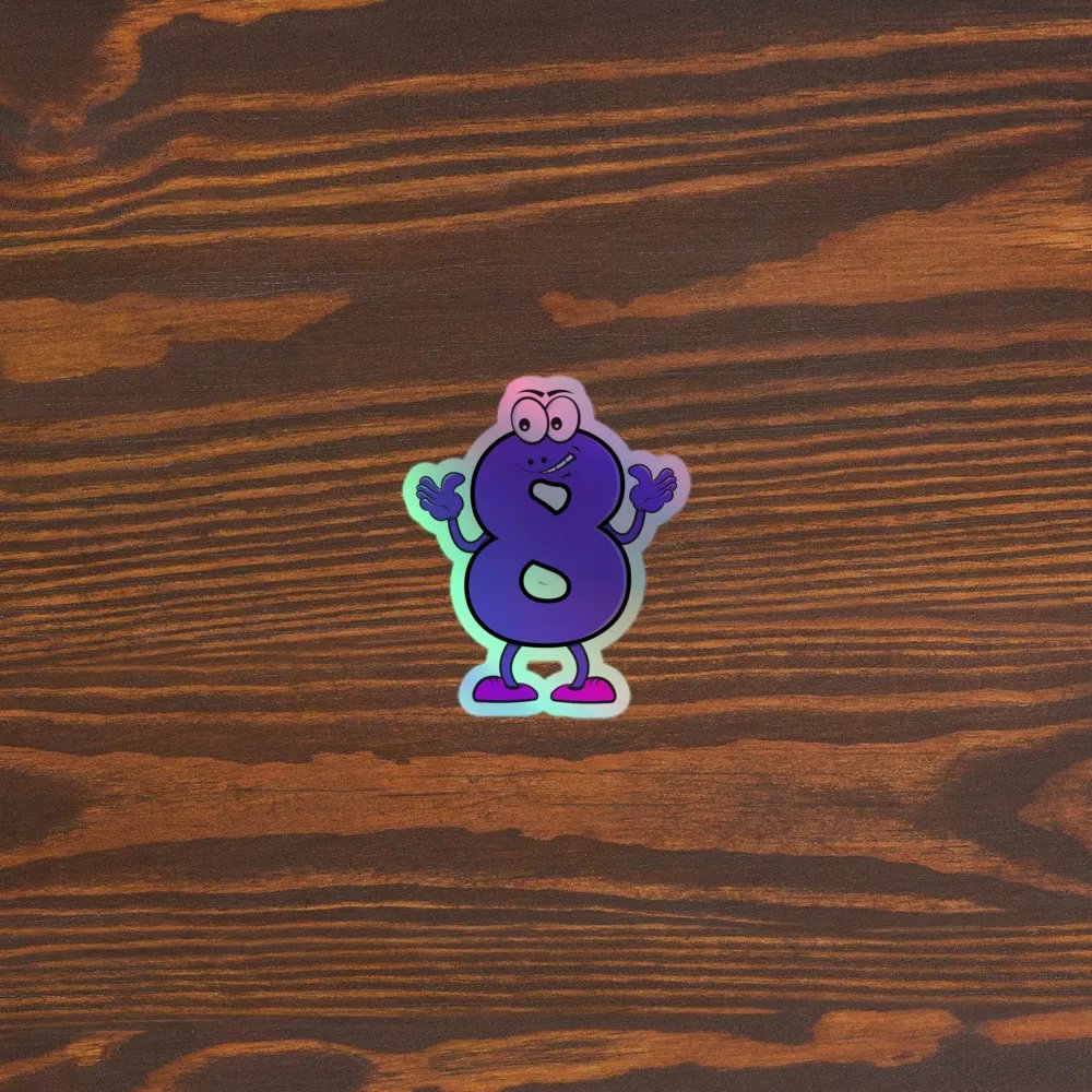 Playful Purple Number 8 Holographic Stickers product image (5)