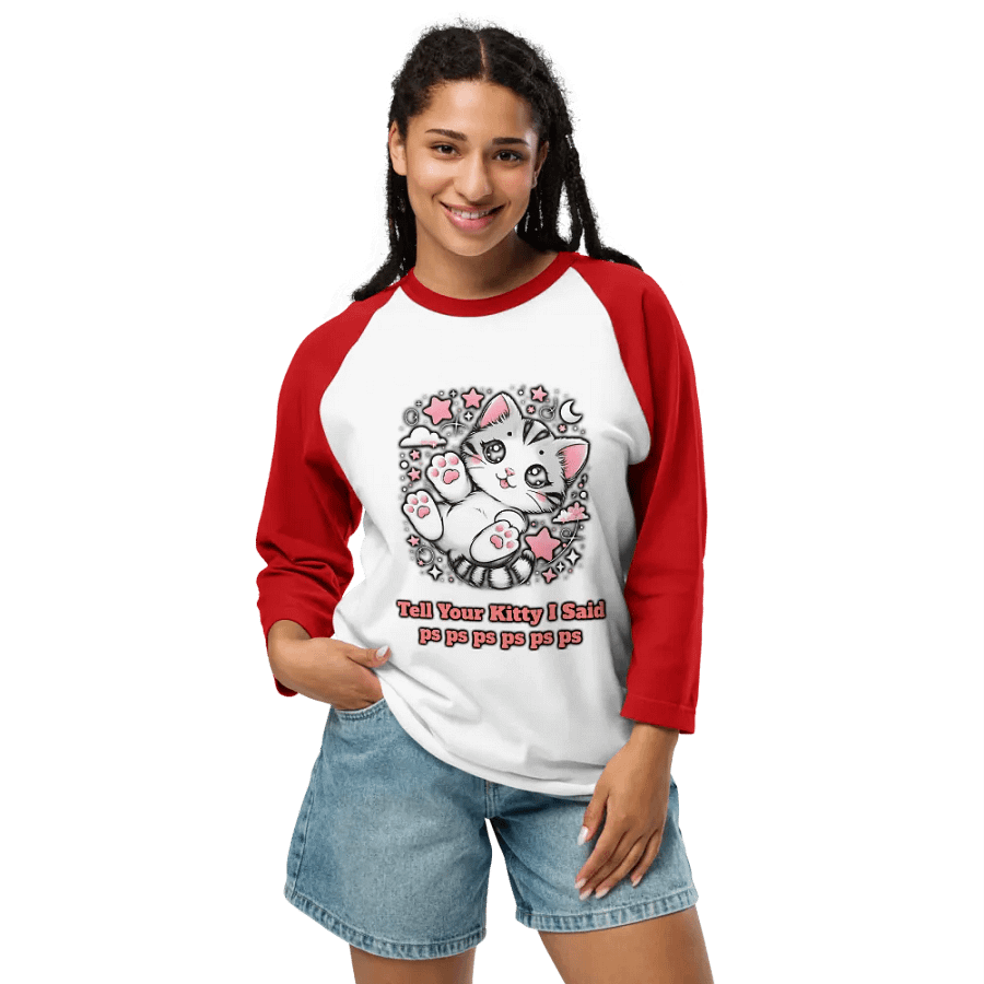 pspsps Kitty Baseball Style Tee - Light Torso Colors product image (85)