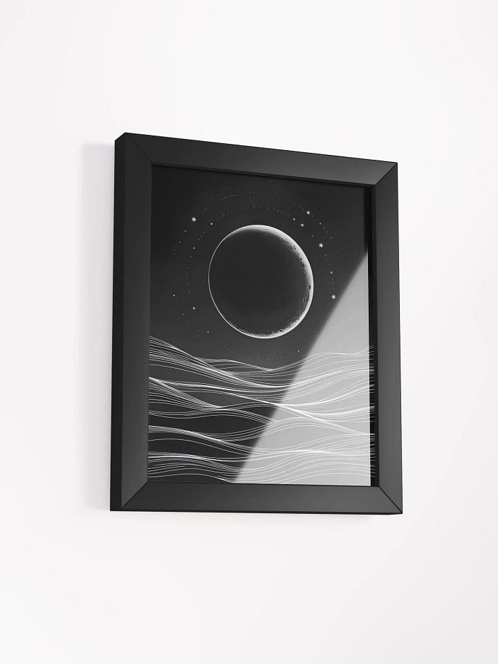 Crescent Moon Over Waves Framed Print | Minimalist Night Scene Wall Art product image (2)