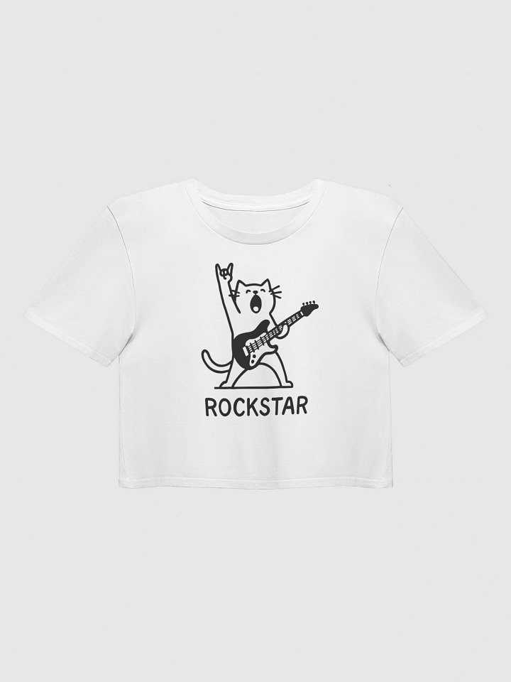 Rockstar Cat Y2K Baby Tee - Funny Music Lover Crop Top product image (2)