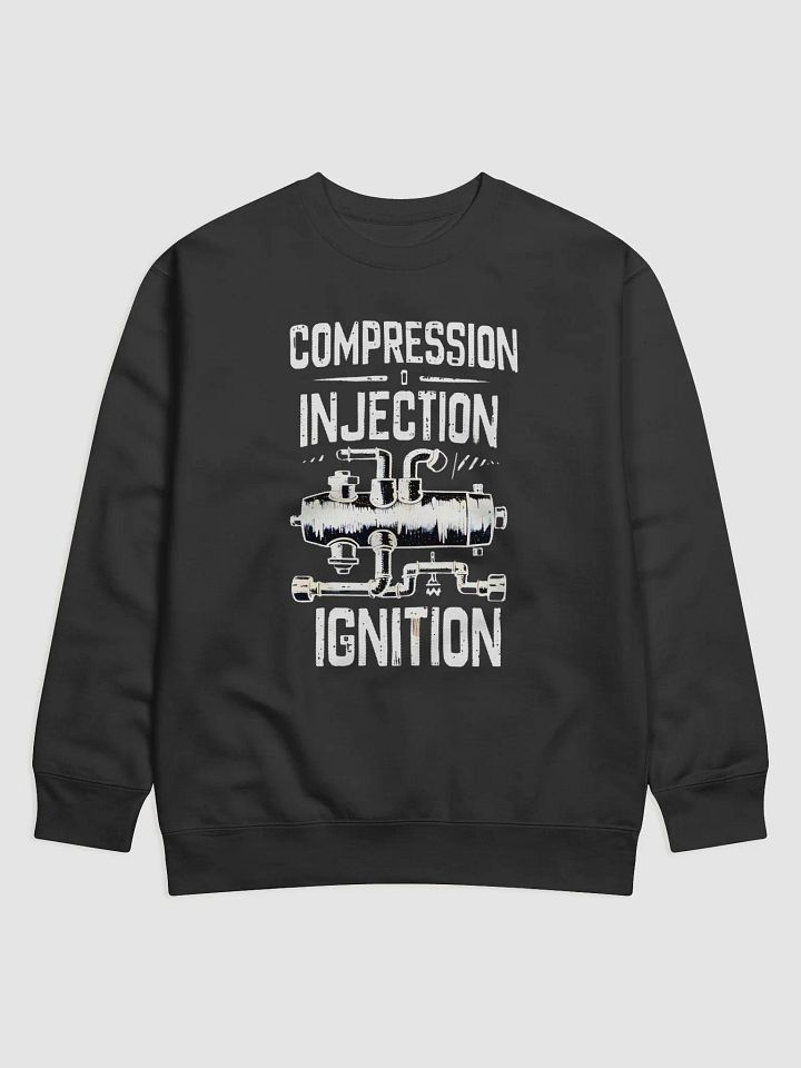 Funny 'Compression, Injection, Ignition' Long Sleeve Sweater - Cozy and Comedic Pullover