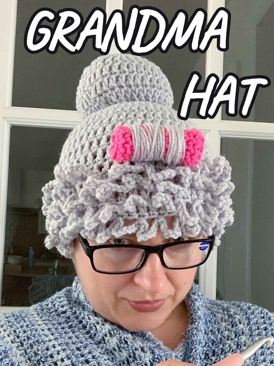 Old Lady Wig Hat Crochet Pattern, Granny Wig Newborn Photography Props, Grey Old Woman Wig, 100 Years Old Lady Wig product image (4)