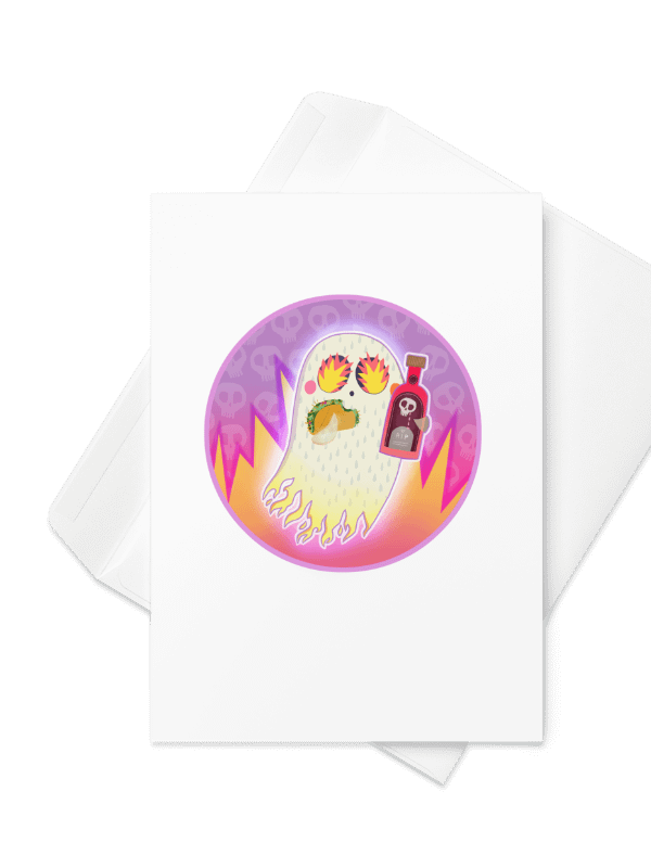 Pastel Little Ghost Hot Sauce Taco - Greeting Card product image (3)
