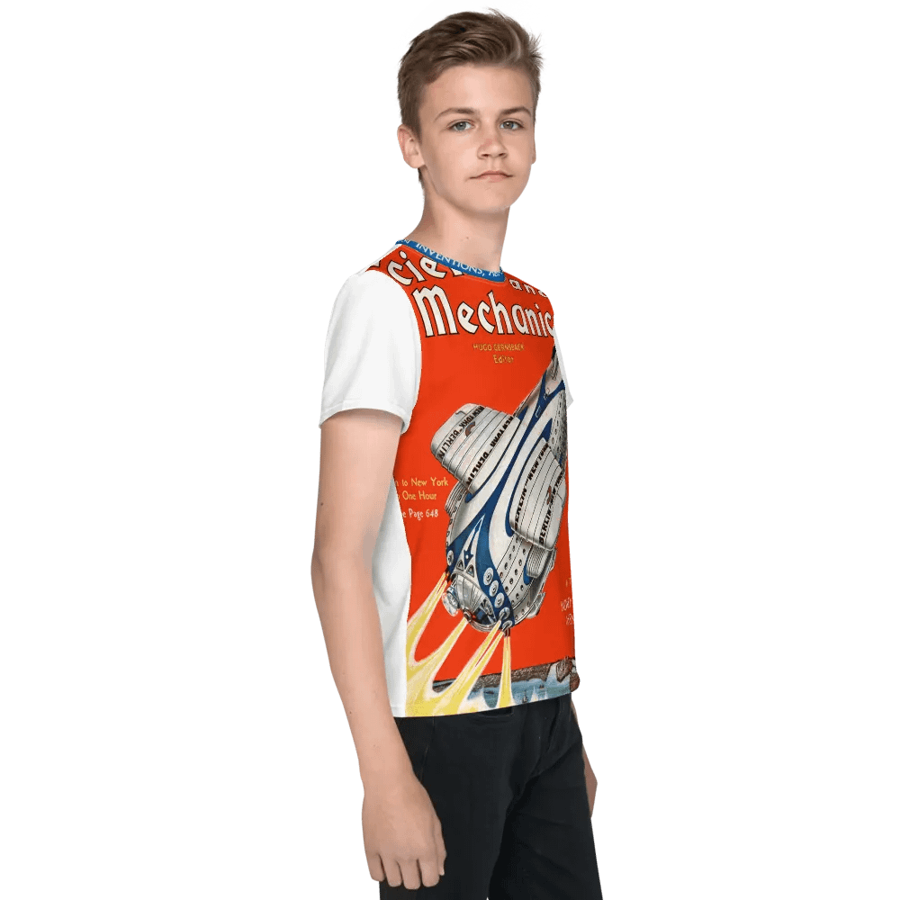 Retro-Futuristic Rocket All-Over Print Youth T-Shirt product image (2)