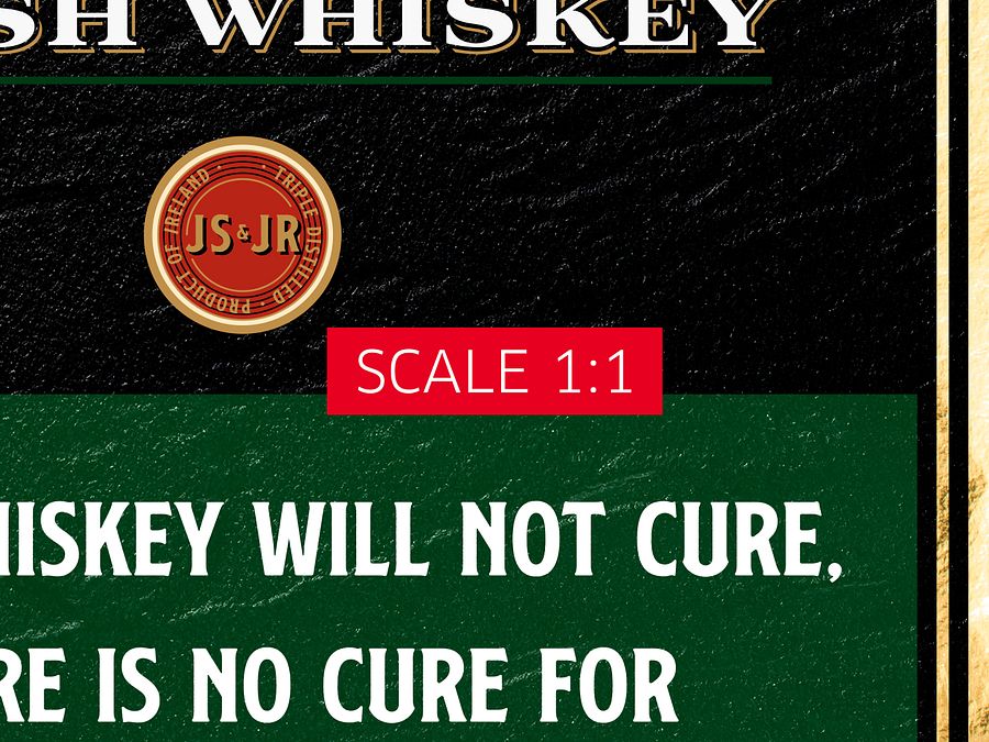 What whiskey will not cure, there is no cure for / Jameson — Whiskey gold blackboard with quote product image (5)