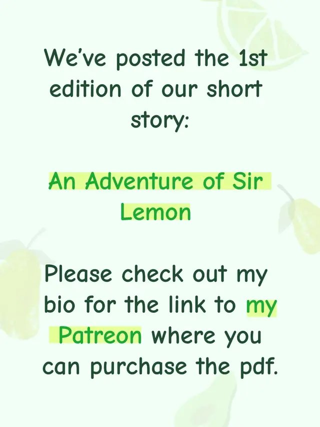Carissa, a fabulous artist, set a goal for themselves to complete an InkTober challenge. Her husband loved the drawings and recommended that I should write a story based on the images from the challenge. The short story is a tribute to citrus, silly names and, of course, Love. Follow the lighthearted adventure of a, um, a Lemon who is a Knight and is also a creature of the night. But, anyways, We hope you enjoy the story. If you like, please leave a comment and let us know if you'd like me to narrate an audio version of the book. -SoftSpoKenn #booktok #shortfantasyreads 