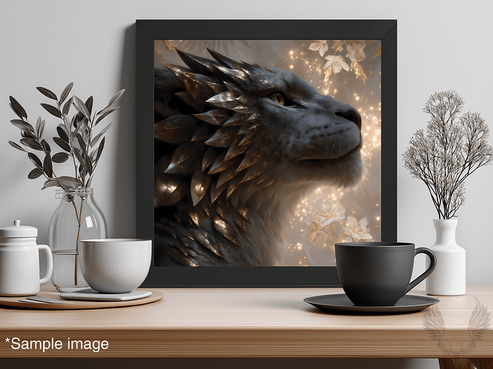 Starlit Guardian: Celestial Lion Fantasy Wall Art Print product image (1)