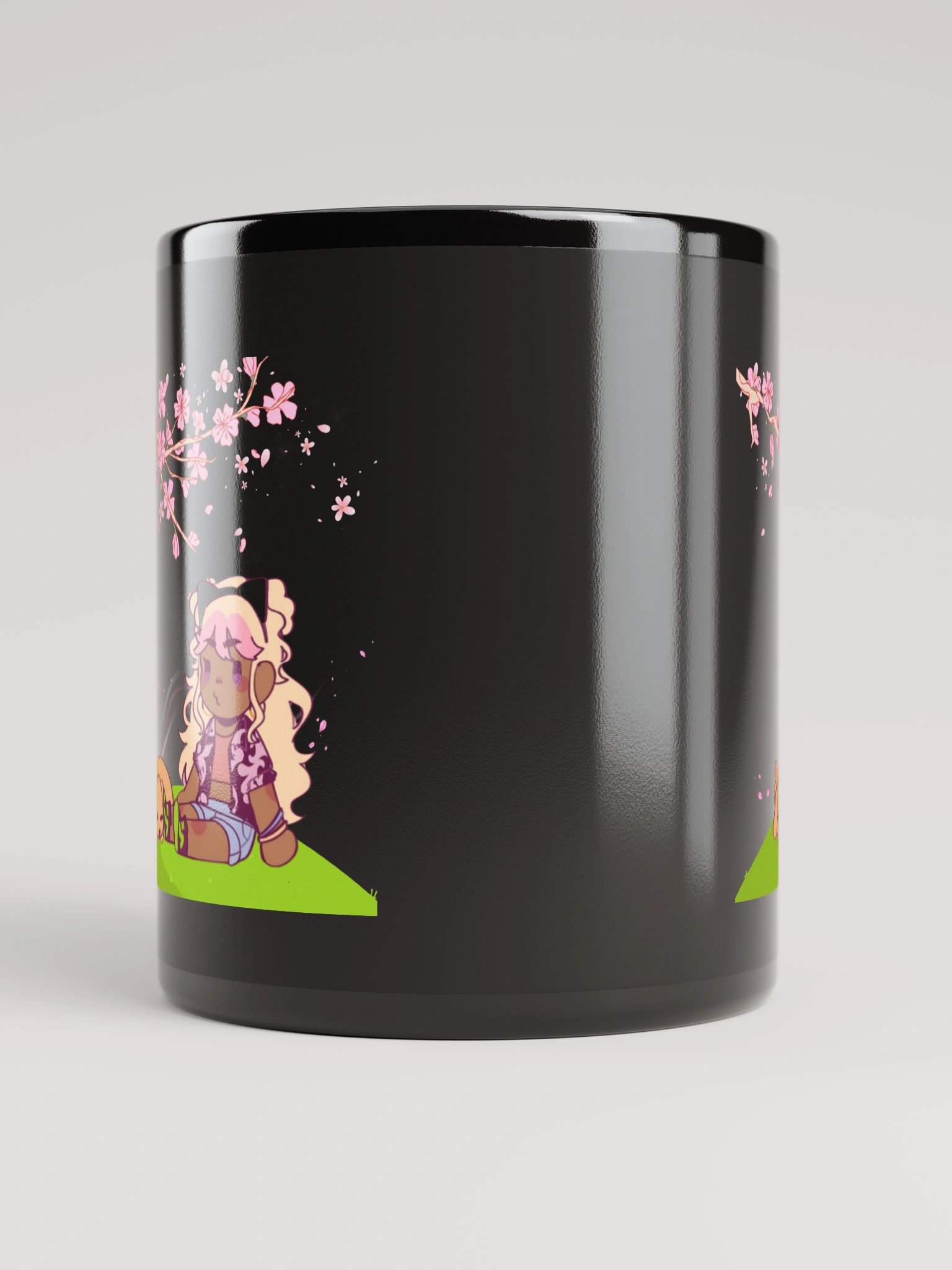 Mykah and Thor Sakura naps black mug product image (9)