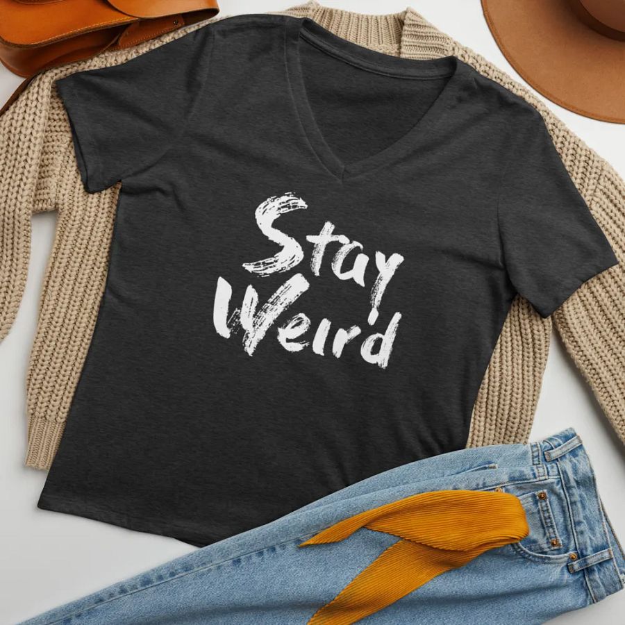 Stay Weird V-Neck Tee product image (9)