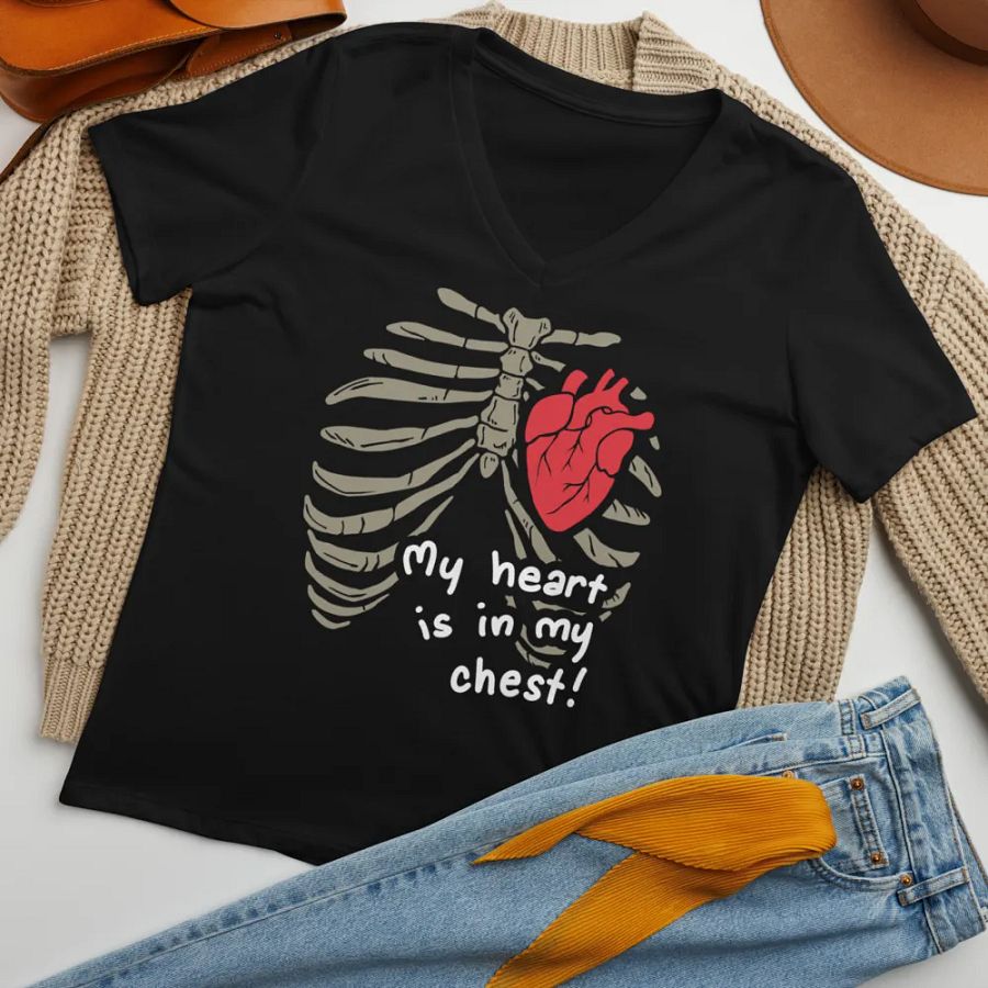 My Heart Is In My Chest V1 - Women's Relaxed V-Neck T-Shirt product image (7)