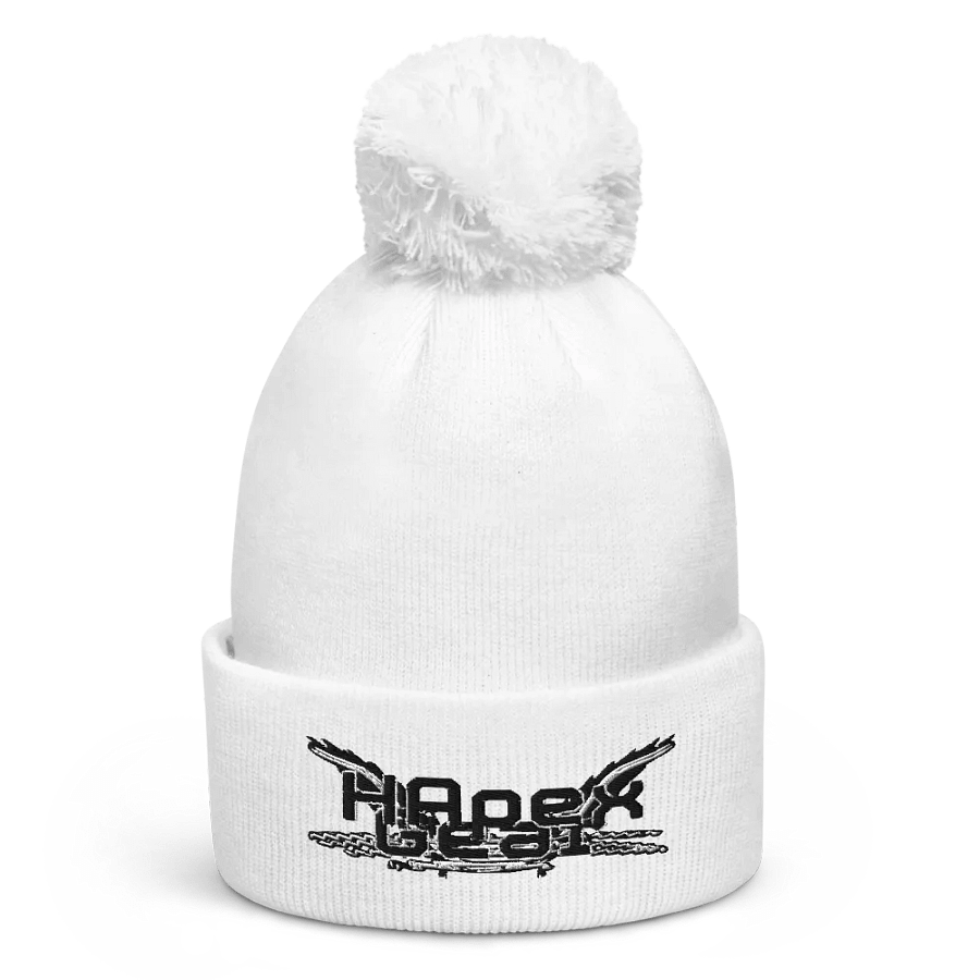 Beechfield Pom-Pom Beanie - Embroidered - Black HApex Gear White Logo product image (3)