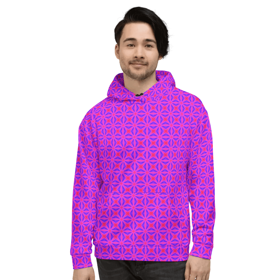 Abstract Vivid Pink and Purple Repeating Pattern Unisex All Over Print Hoodie! product image (1)