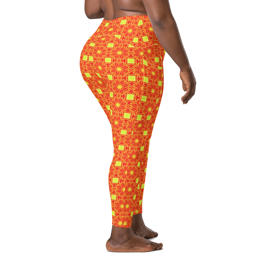 Abstract Repeating Orange Flower Leggings product image (3)