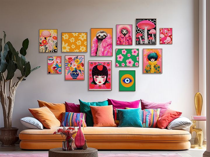 Funky Gallery Wall Set of 12 Colorful DIGITAL Prints product image (1)