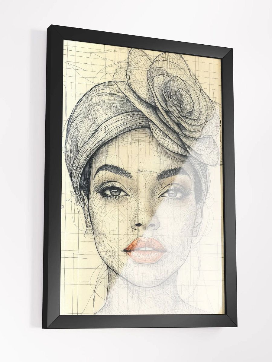 Classic Chic: Retro Portrait Art Print of a Woman in a Spectator Hat product image (3)