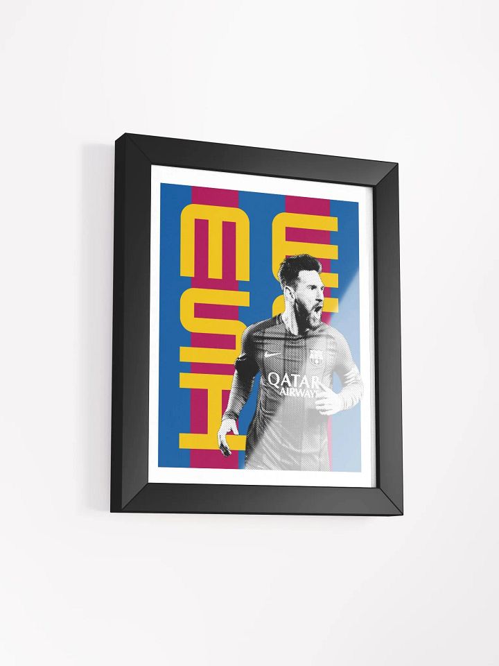 Lionel Messi BW Barcelona Name Art Framed Print product image (1)