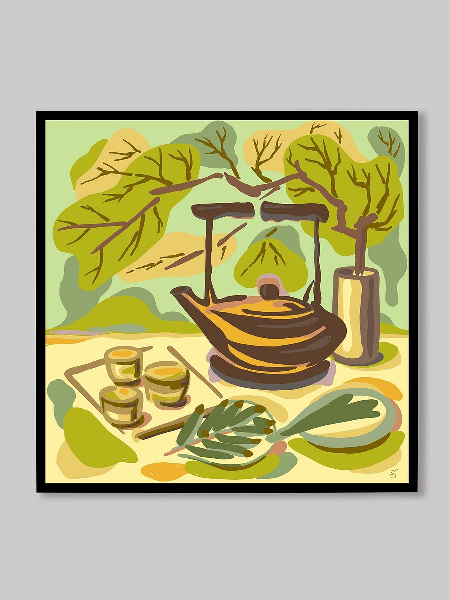 Earthy Teapot and Teacups Canvas Art - Coffee Shop No. 2 product image (126)