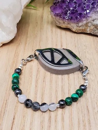 Boundaries Bracelet | Hematite, Malachite & Tourmaline | Handmade Accessory for Bellabeat Leaf Urban & Ivy product image (1)