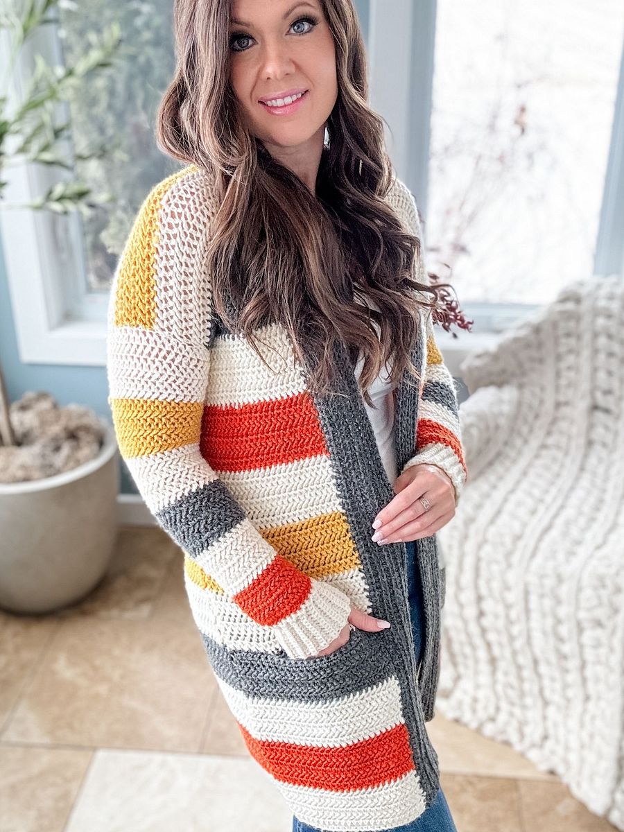 Everyday Striped Cardigan Crochet Pattern product image (2)
