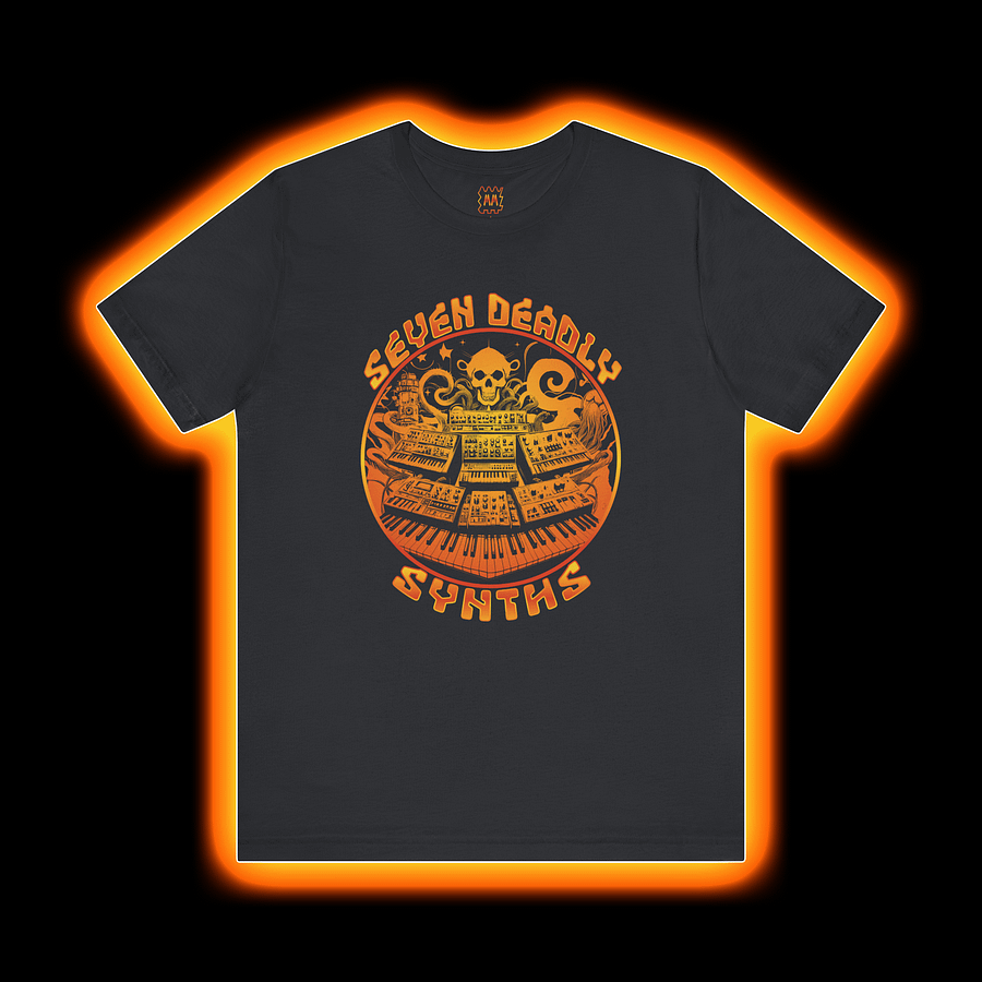 Seven Deadly Synths - Synthesizer Collector T-Shirt (AMBER PRINT) product image (1)