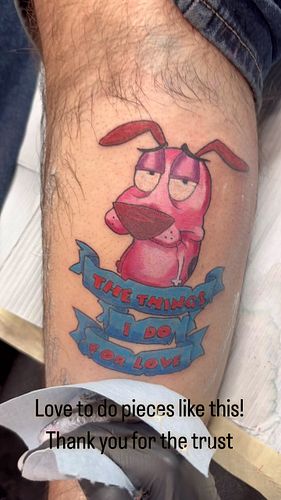 The things I do for love… and tattoos.
Courage made it to the skin — full of fear, drama, and adorable weirdness.
This one wa...