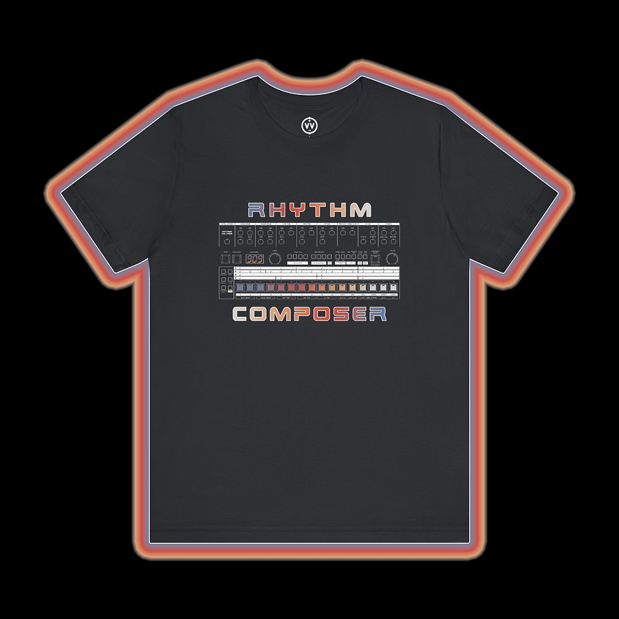 909 T-Shirt "Rhythm Composer" Roland TR-909 (Vintage Drum Machine) WHITE PRINT product image (1)