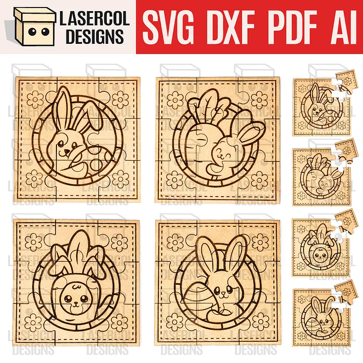 Easter Bunny Puzzles - Laser Cut Files product image (1)